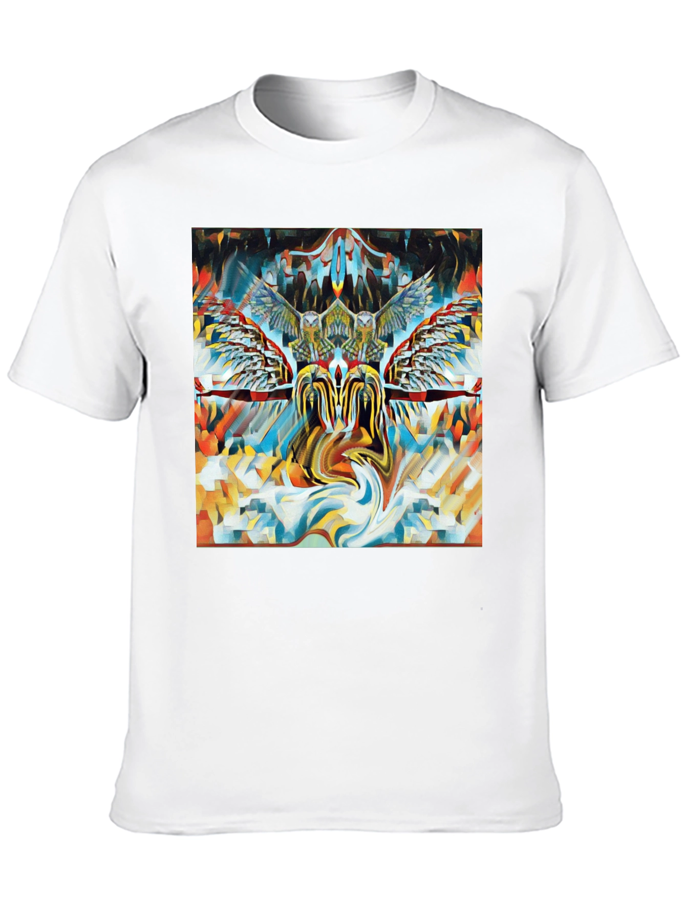 Artistic Owl Graphic Print Black T-Shirt