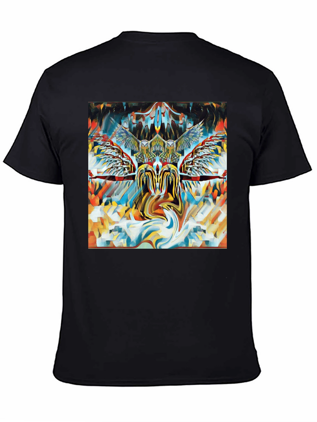 Artistic Owl Graphic Print Black T-Shirt