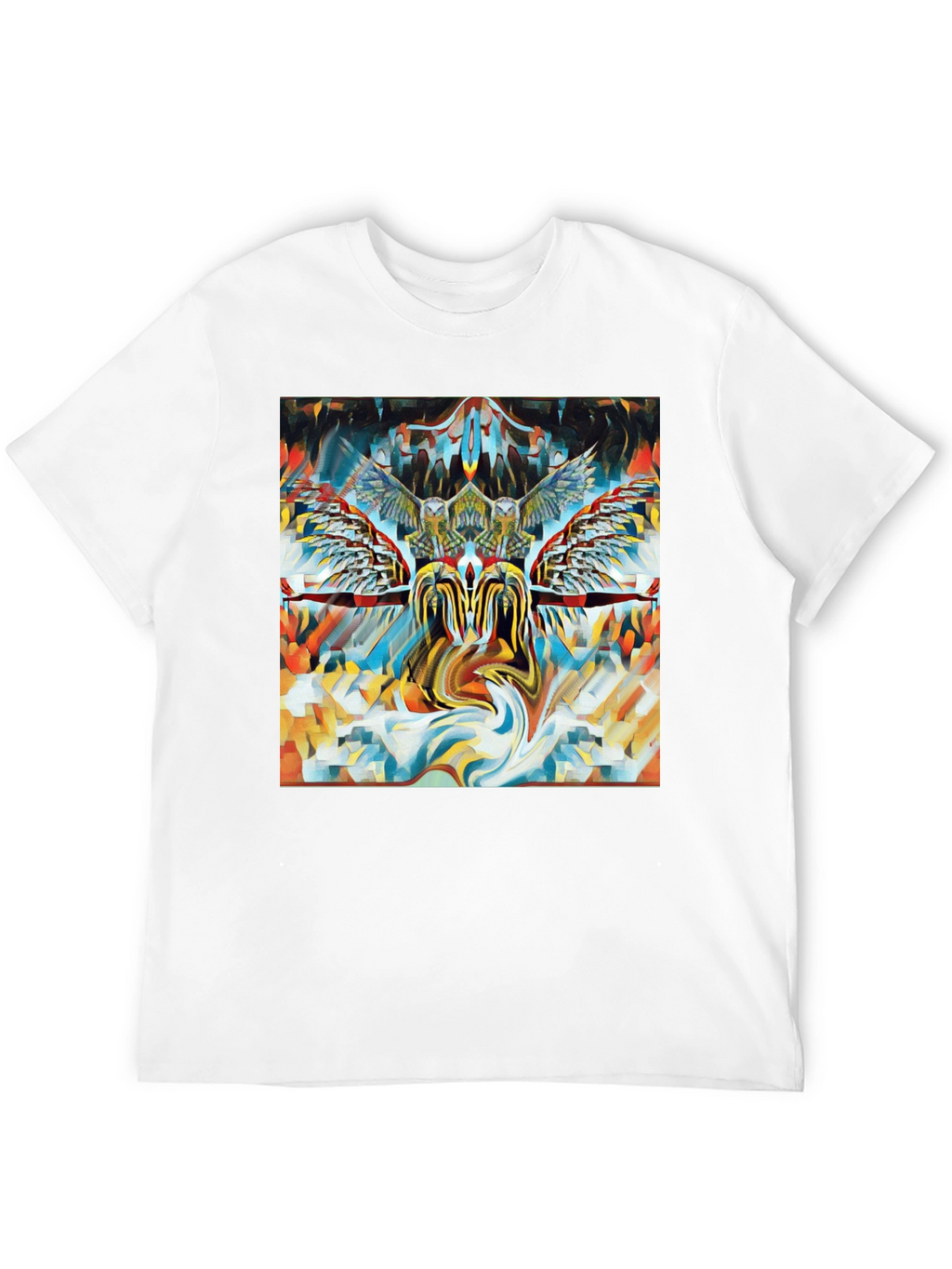 Artistic Owl Graphic Print Black T-Shirt