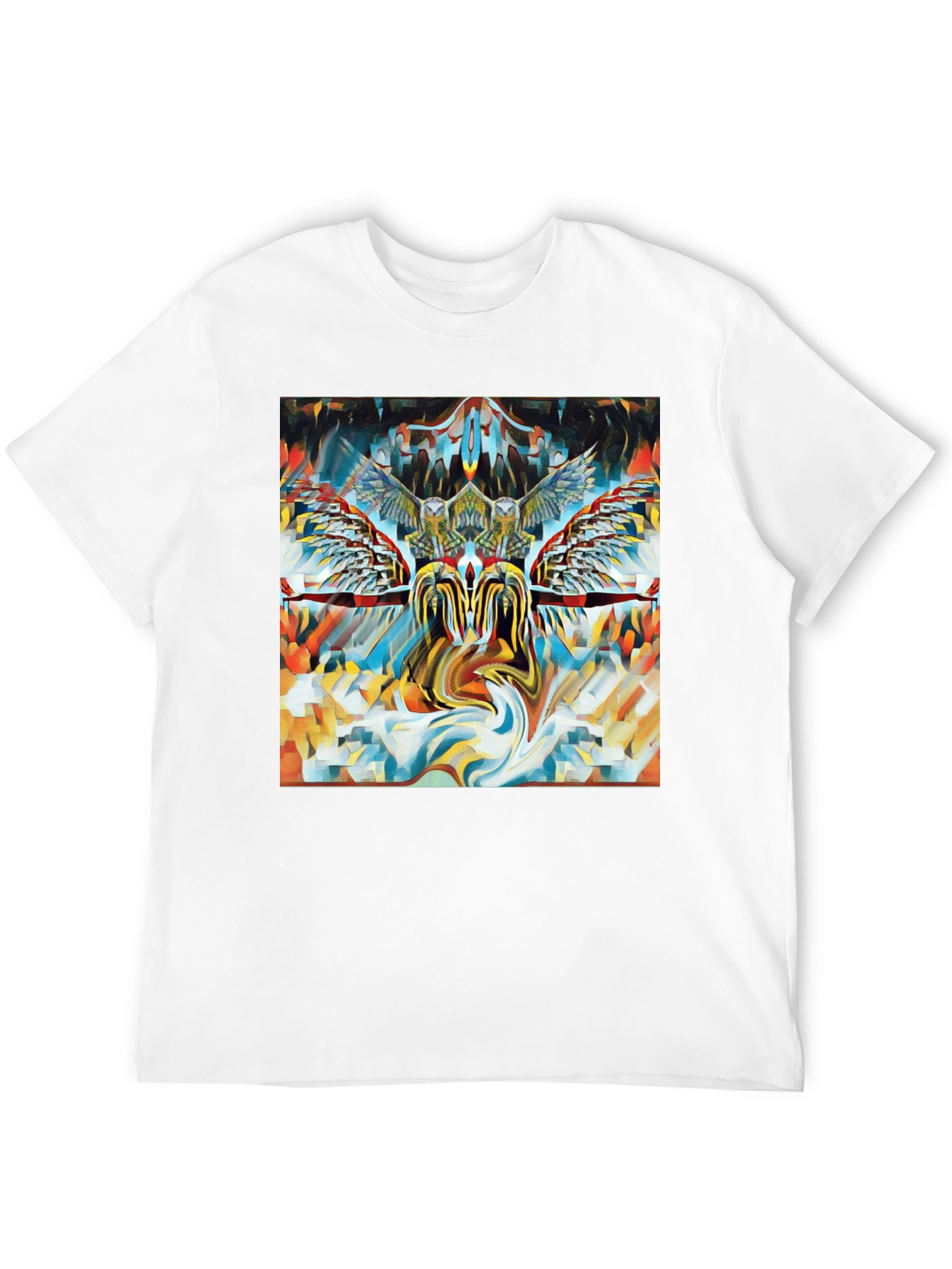 Artistic Owl Graphic Print Black T-Shirt