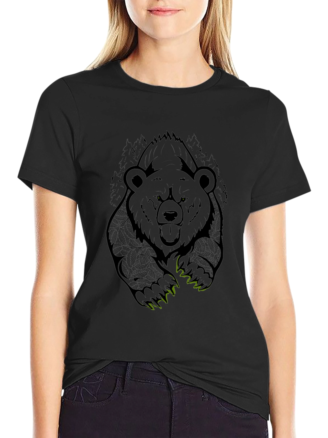 Bear Graphic Tee - Mens Black Cotton T-Shirt
