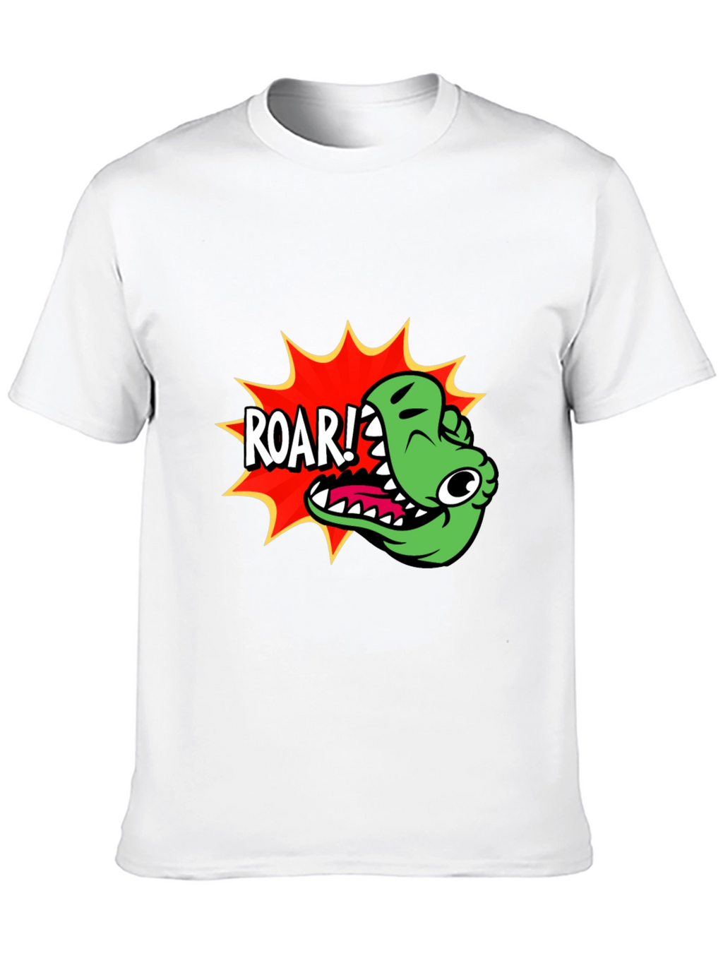 Roar! Cartoon Dinosaur Graphic Black T-Shirt