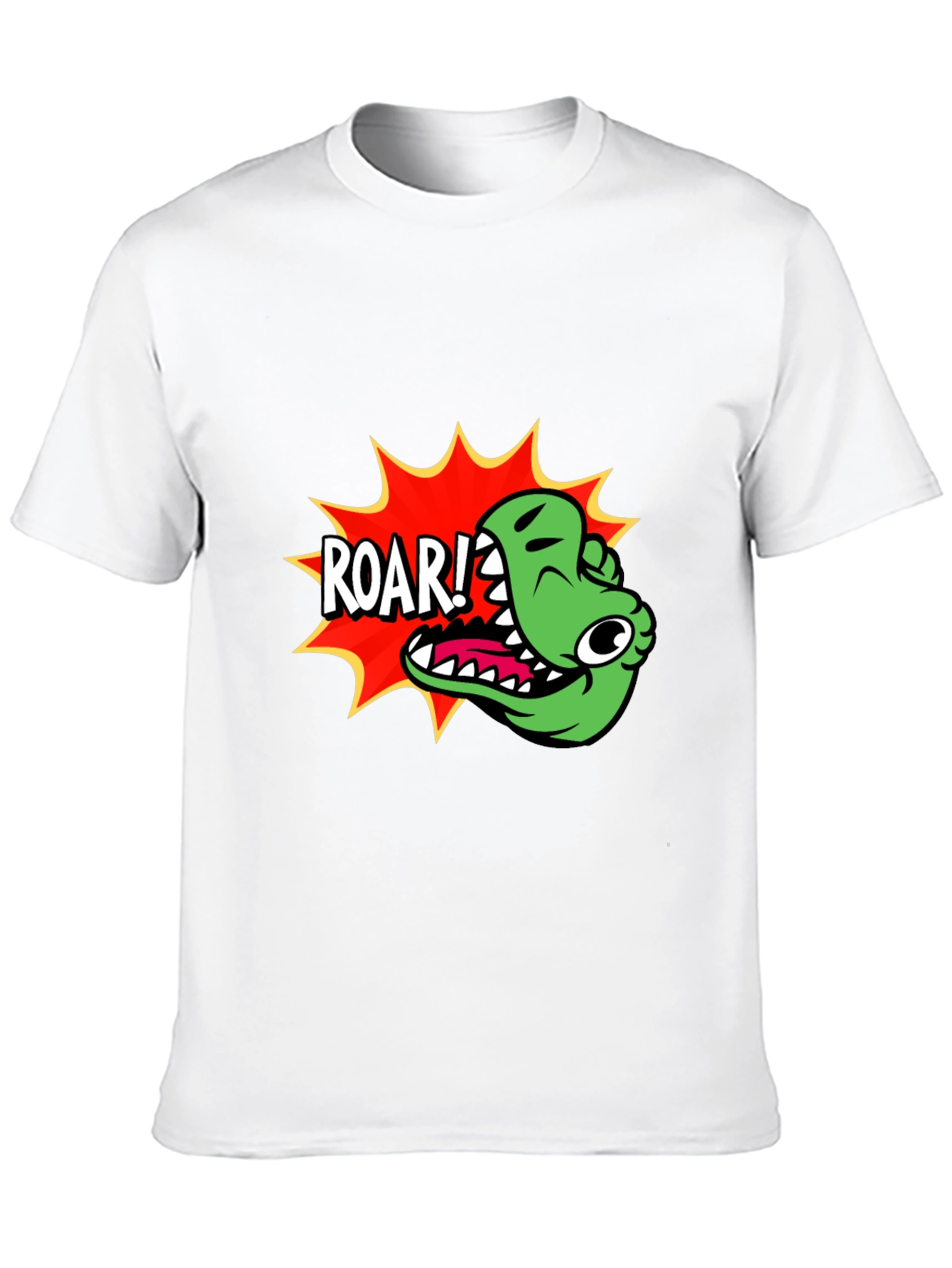 Roar! Cartoon Dinosaur Graphic Black T-Shirt