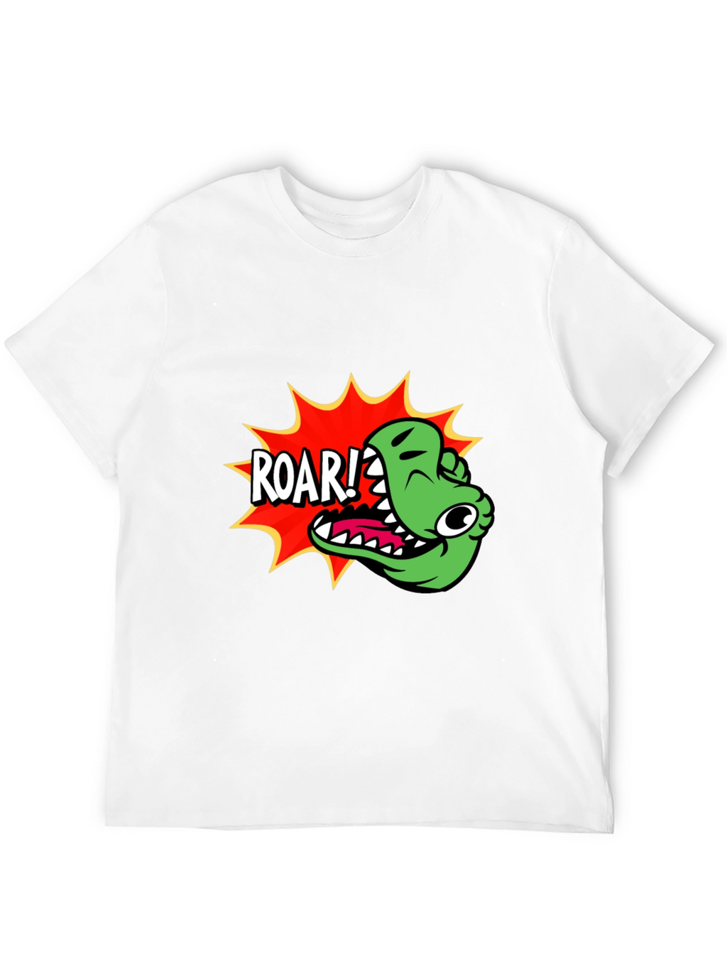 Roar! Cartoon Dinosaur Graphic Black T-Shirt