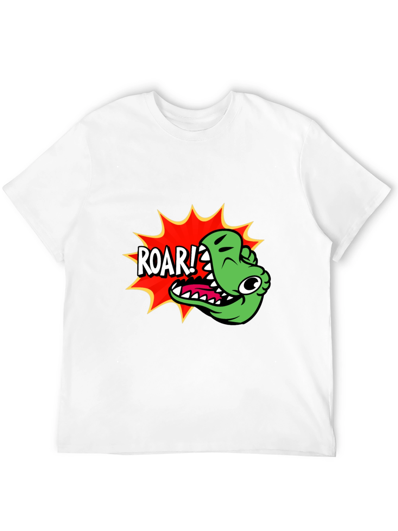 Roar! Cartoon Dinosaur Graphic Black T-Shirt