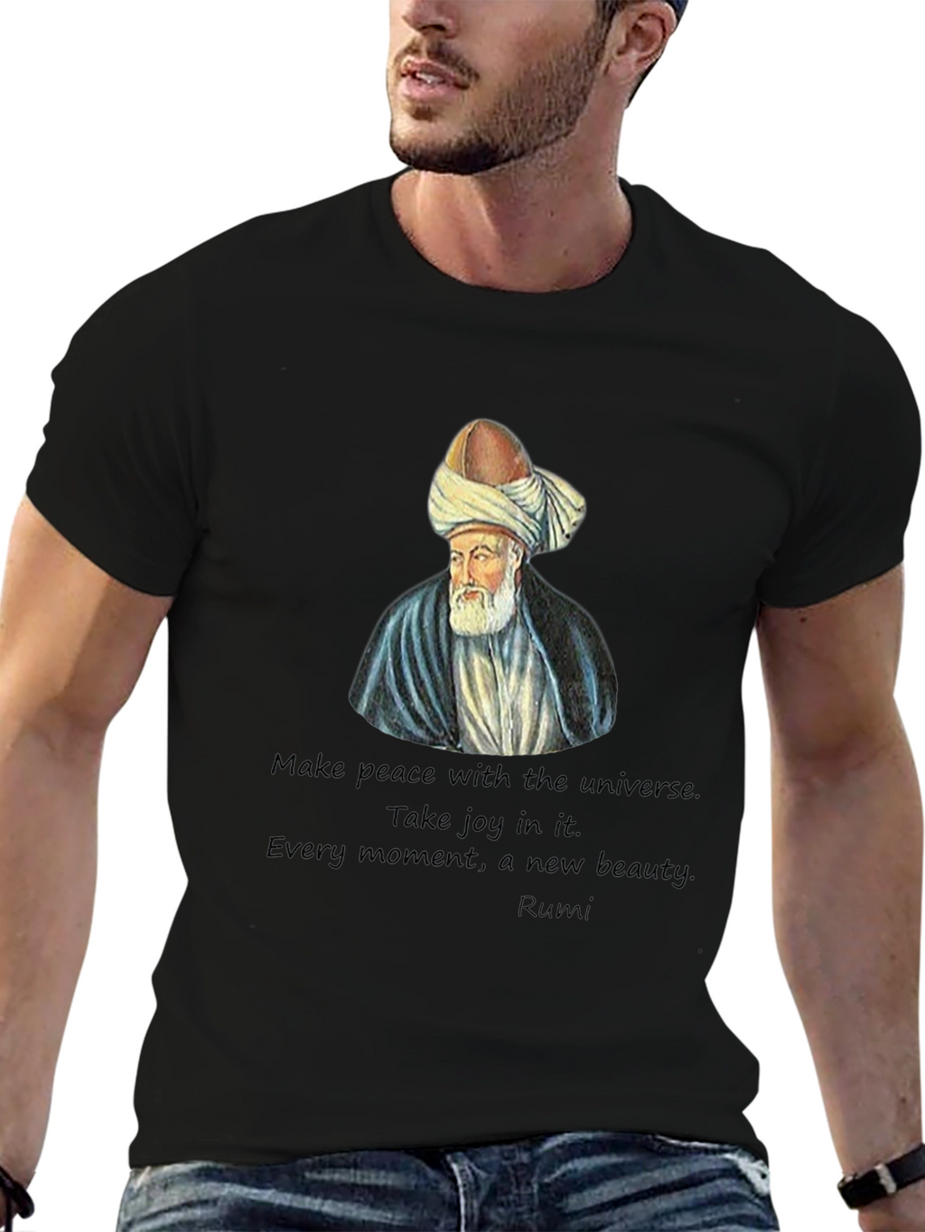 Rumi Quote Black T-Shirt - Spiritual Fashion
