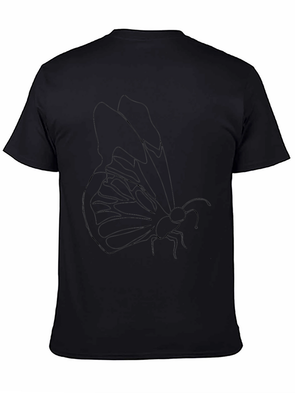 Butterfly Outline Graphic Tee - Modern Black T-Shirt