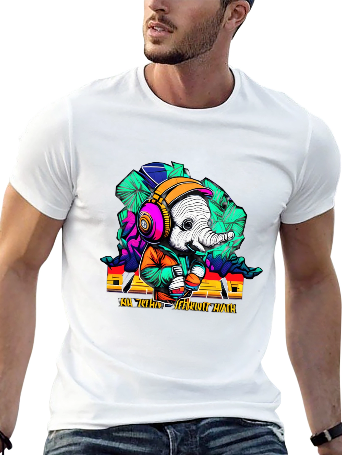 Funky Elephant Graphic T-Shirt - Unique Design