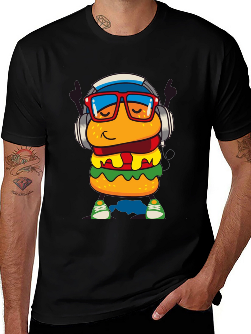 Burger Dude Graphic Tee - Black Short Sleeve