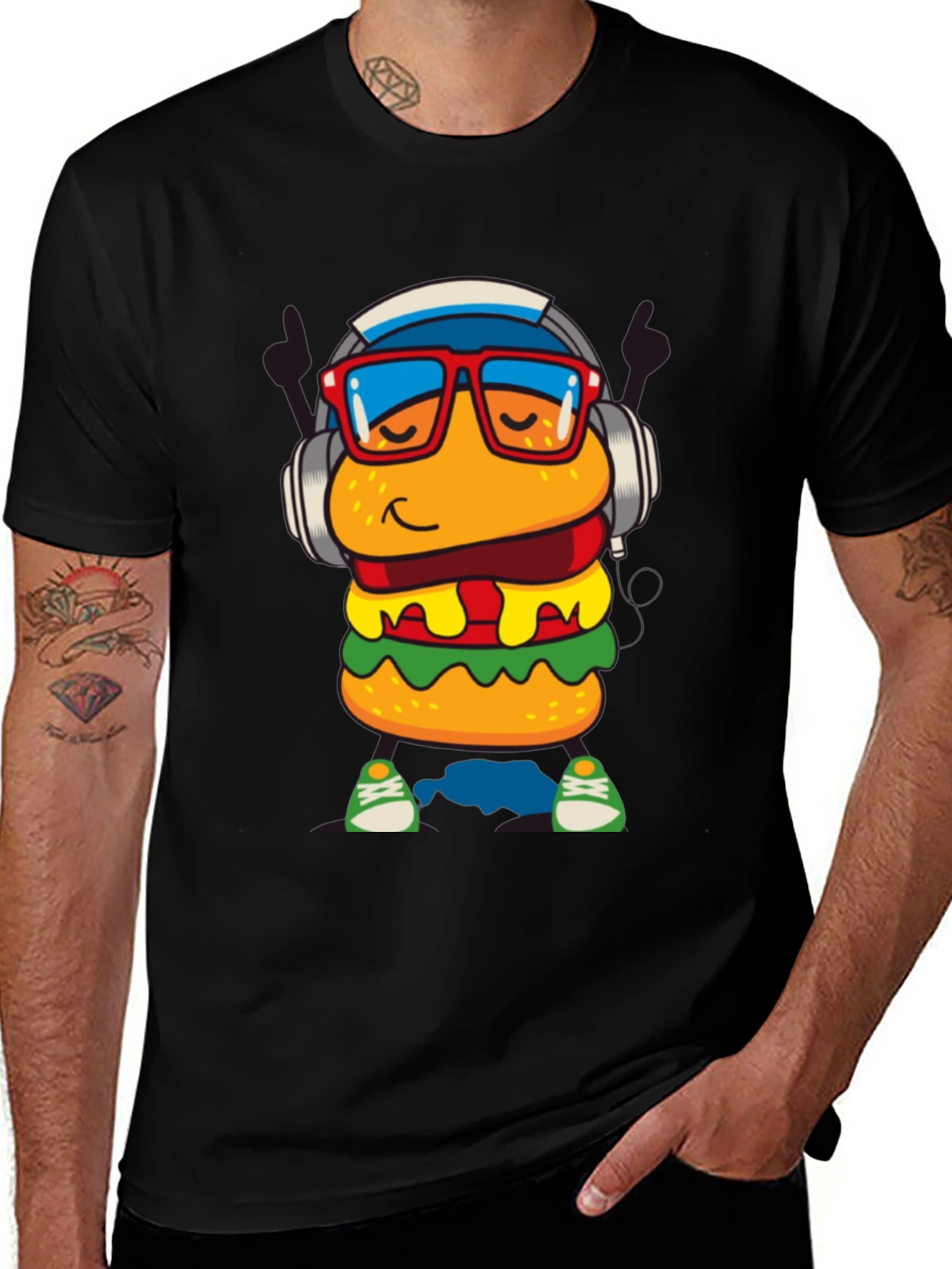 Burger Dude Graphic Tee - Black Short Sleeve