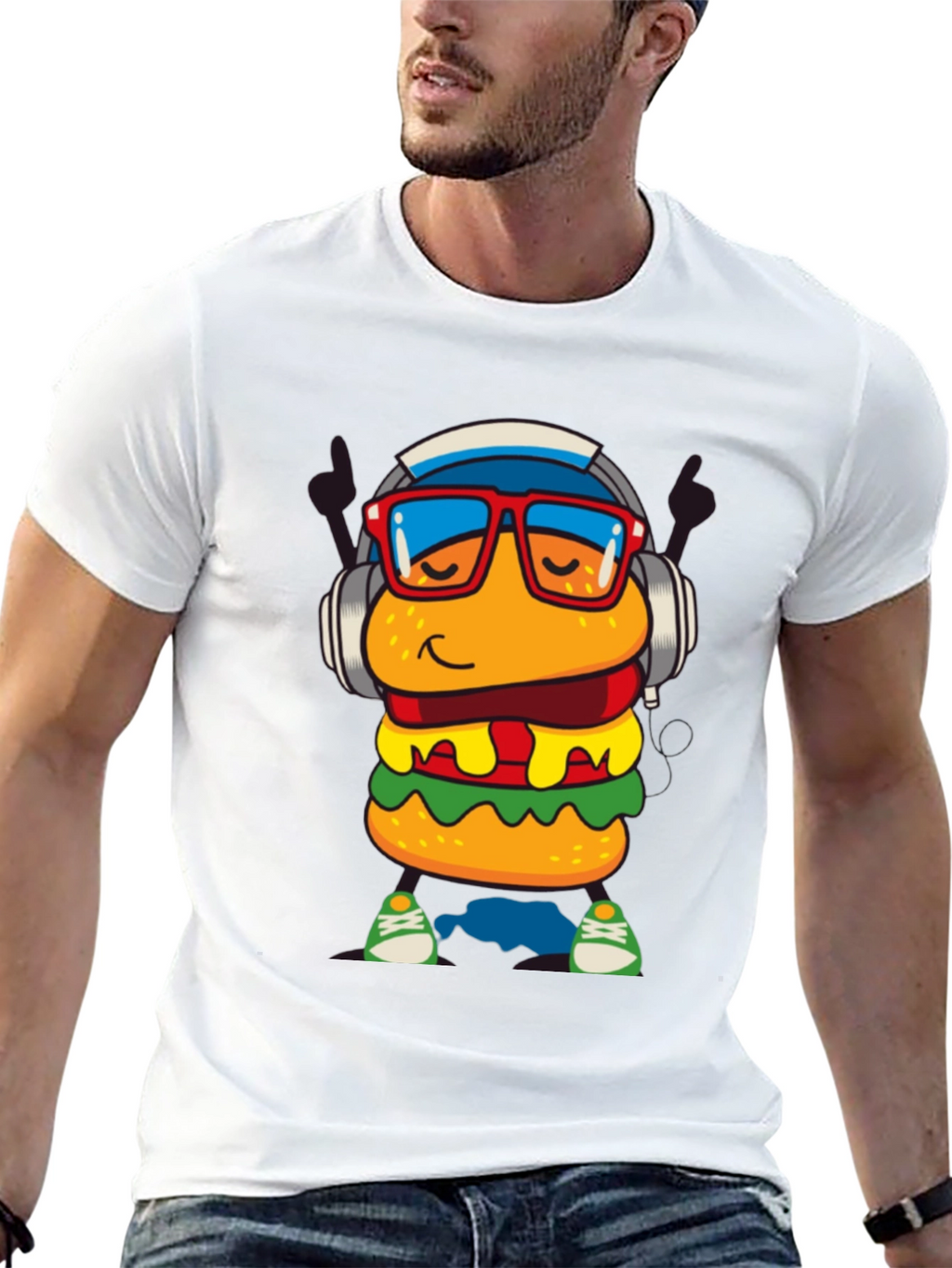 Burger Dude Graphic Tee - Black Short Sleeve