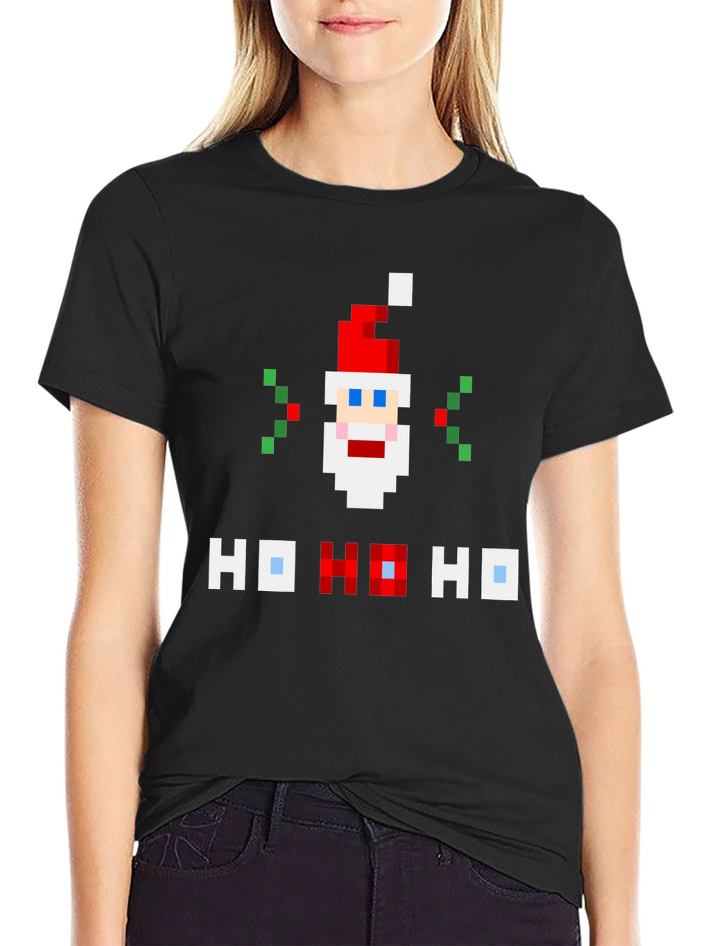 Pixel Santa Ho Ho Ho Graphic Tee
