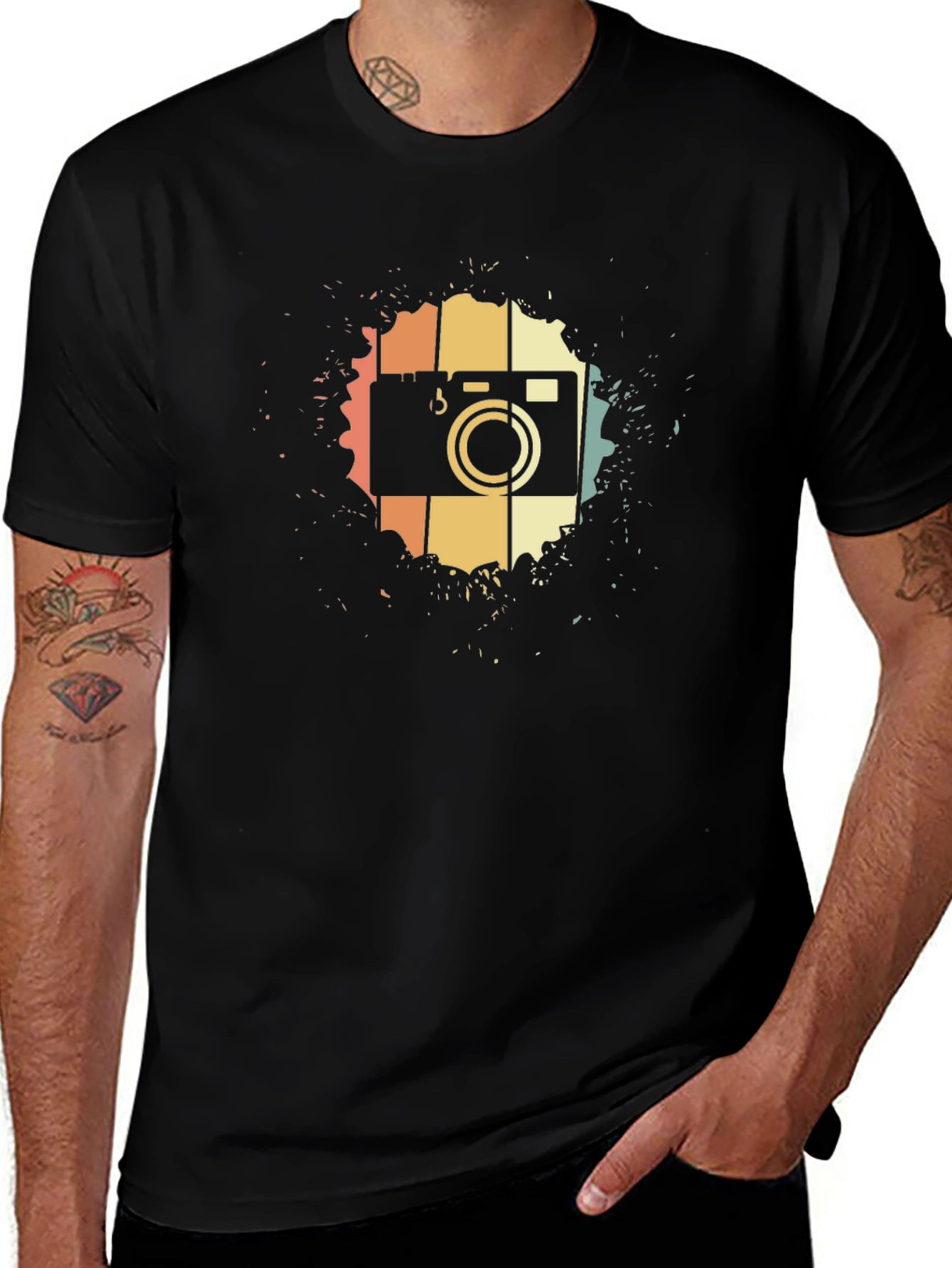 Retro Camera Graphic Tee - Black