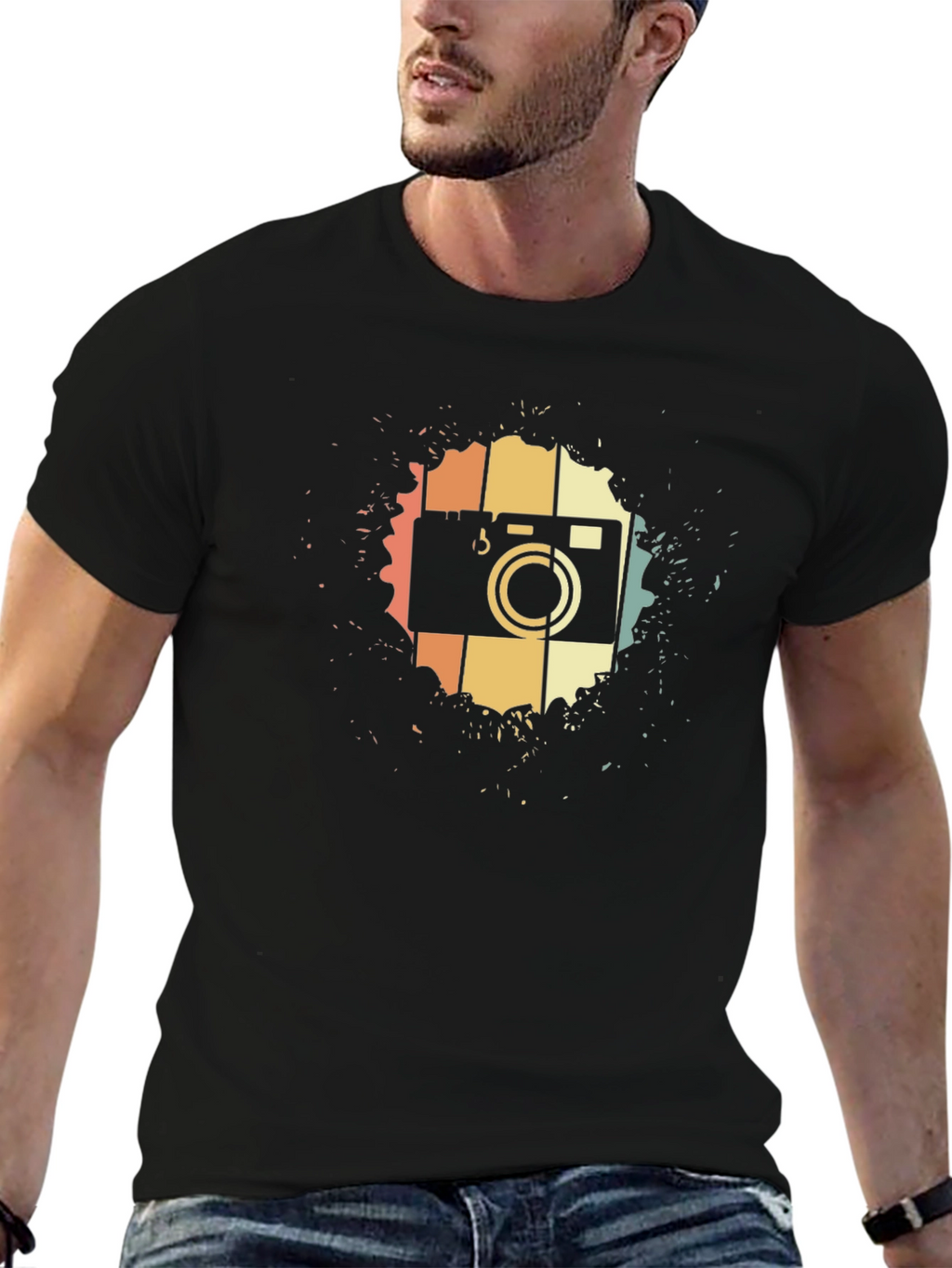 Retro Camera Graphic Tee - Black