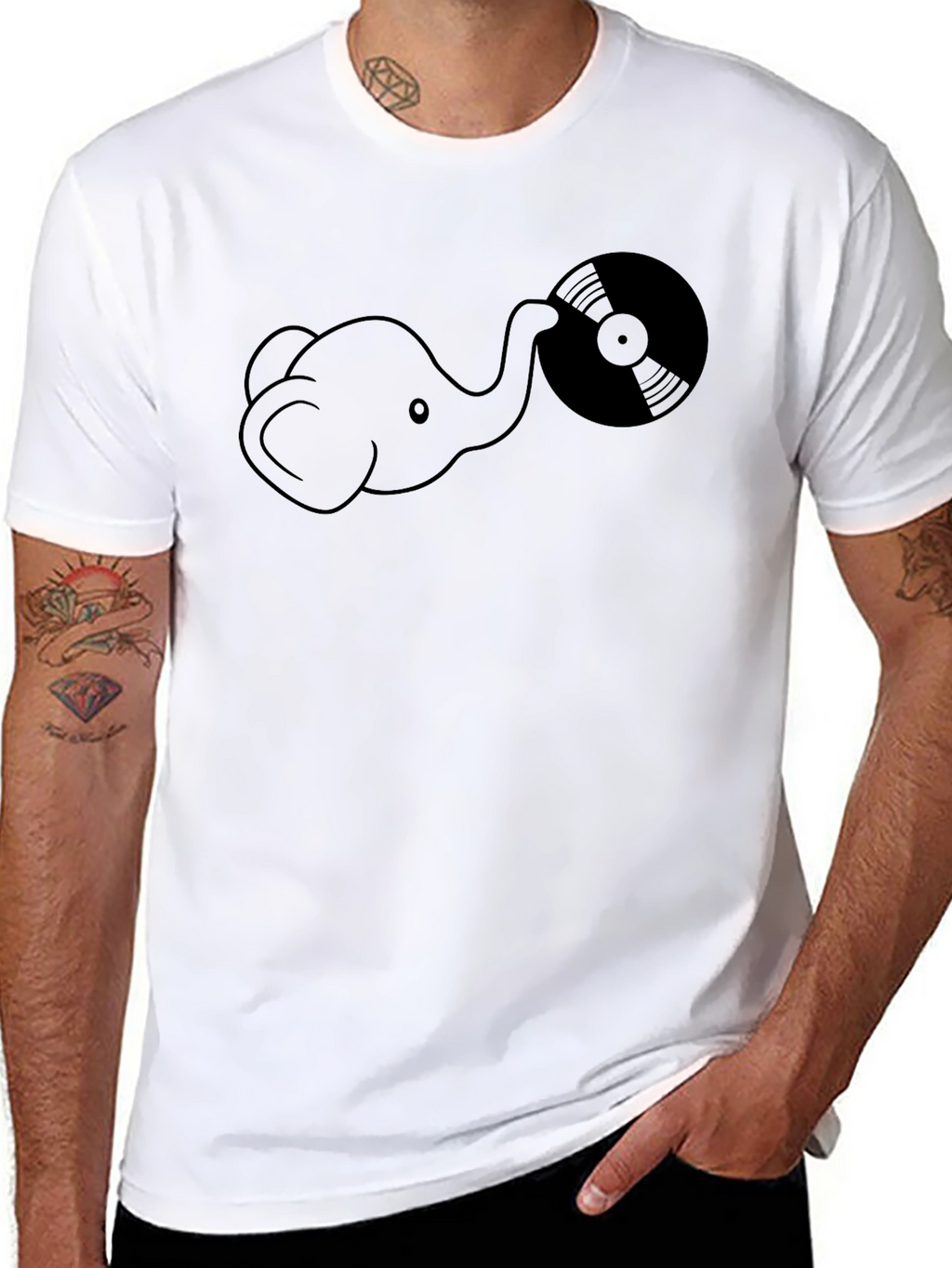 Elephant DJ T-Shirt - Black Cotton Graphic Tee