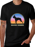 Boston Terrier Sunset T-Shirt – Retro Dog Lover Graphic Tee