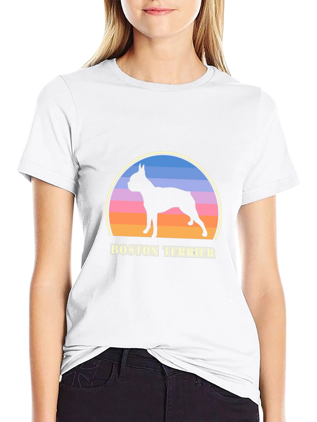 Boston Terrier Sunset T-Shirt – Retro Dog Lover Graphic Tee