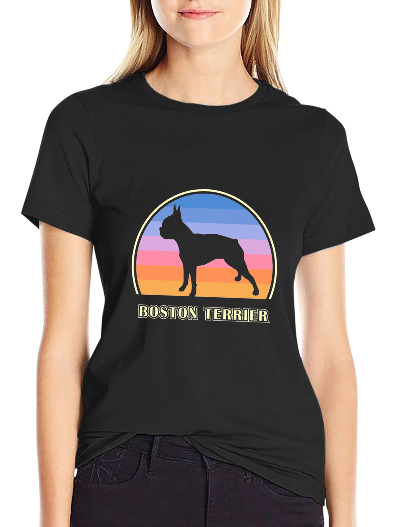 Boston Terrier Sunset T-Shirt – Retro Dog Lover Graphic Tee
