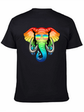 Cool Elephant Graphic Tee - Rainbow Design