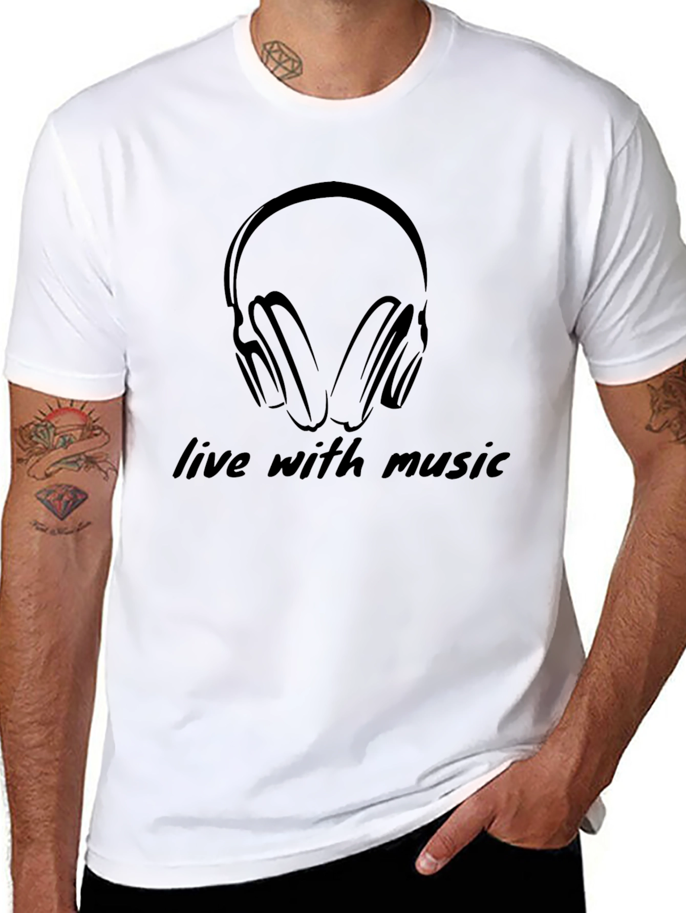 Live with Music - Black Graphic Tee