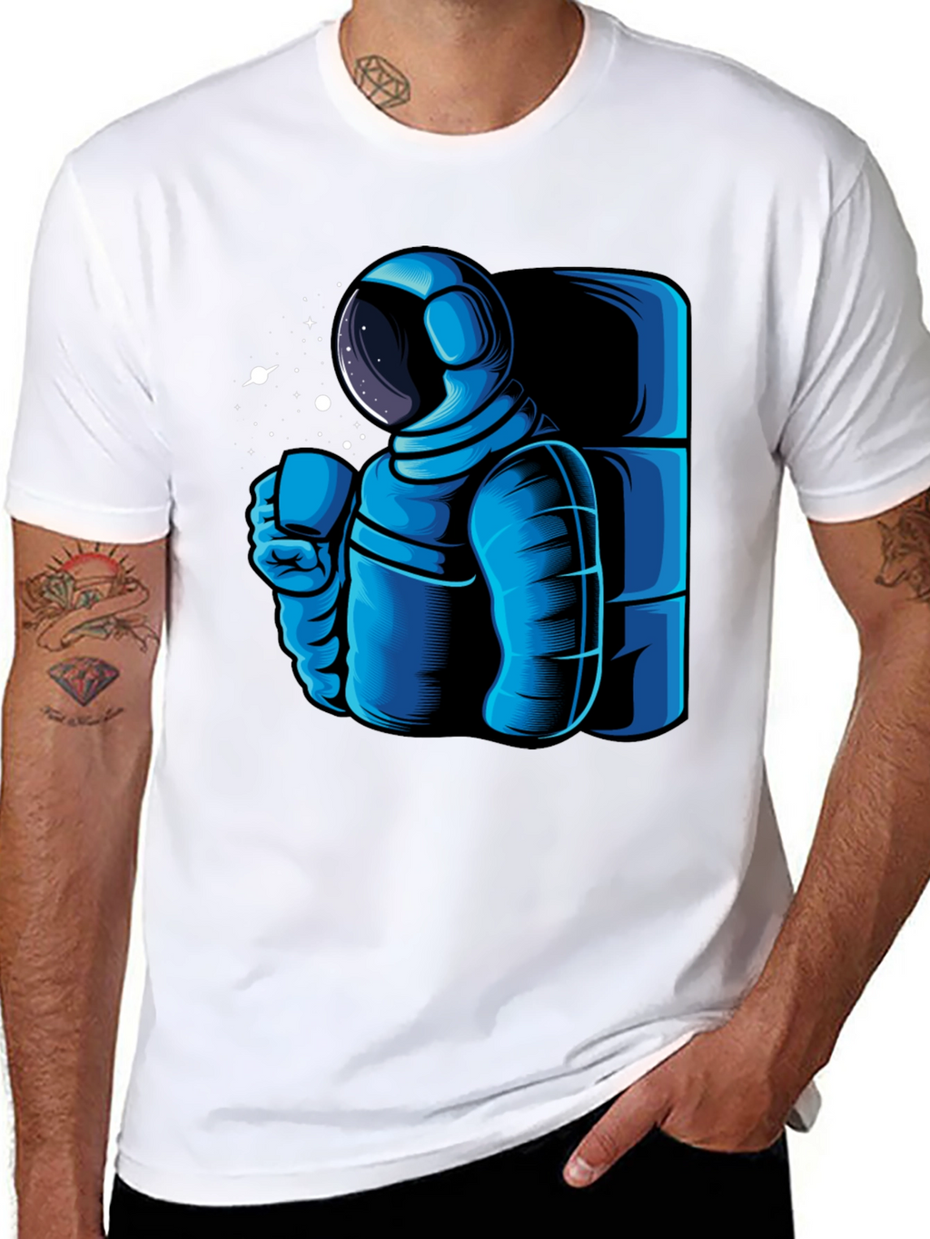 Astronaut Coffee Black T-Shirt - Space Lovers Tee