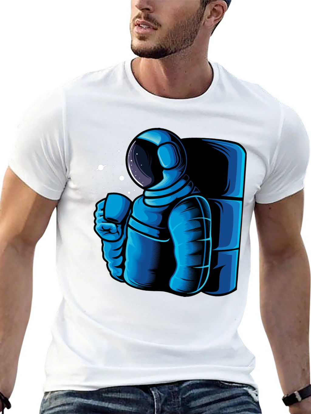 Astronaut Coffee Black T-Shirt - Space Lovers Tee