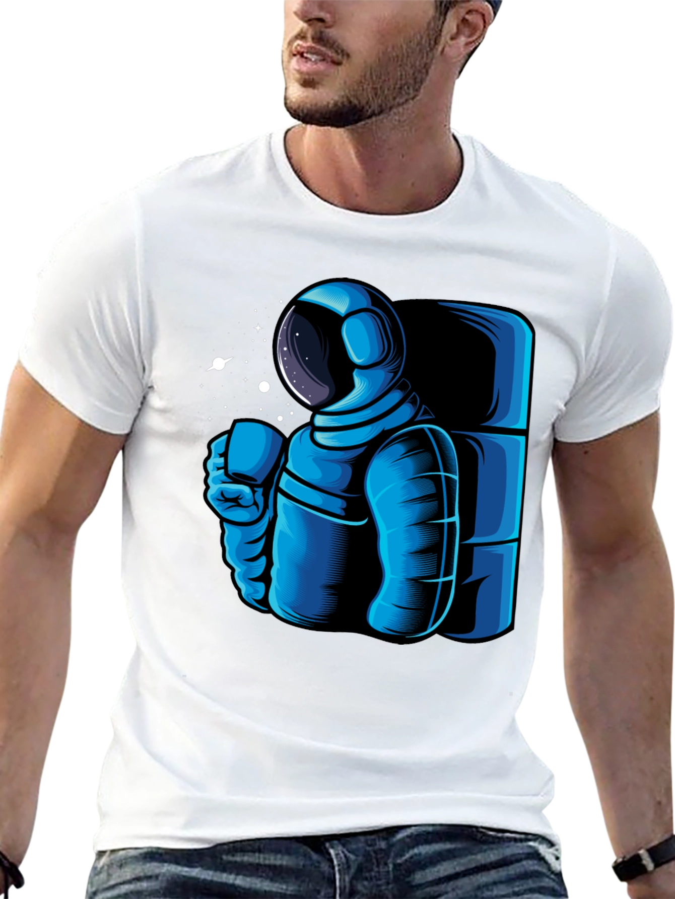 Astronaut Coffee Black T-Shirt - Space Lovers Tee