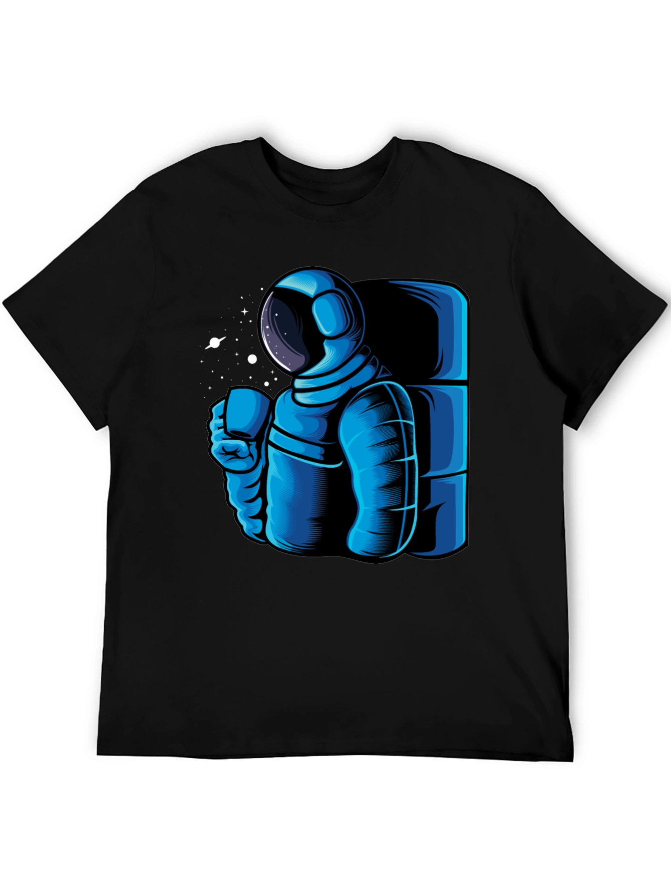 Astronaut Coffee Black T-Shirt - Space Lovers Tee
