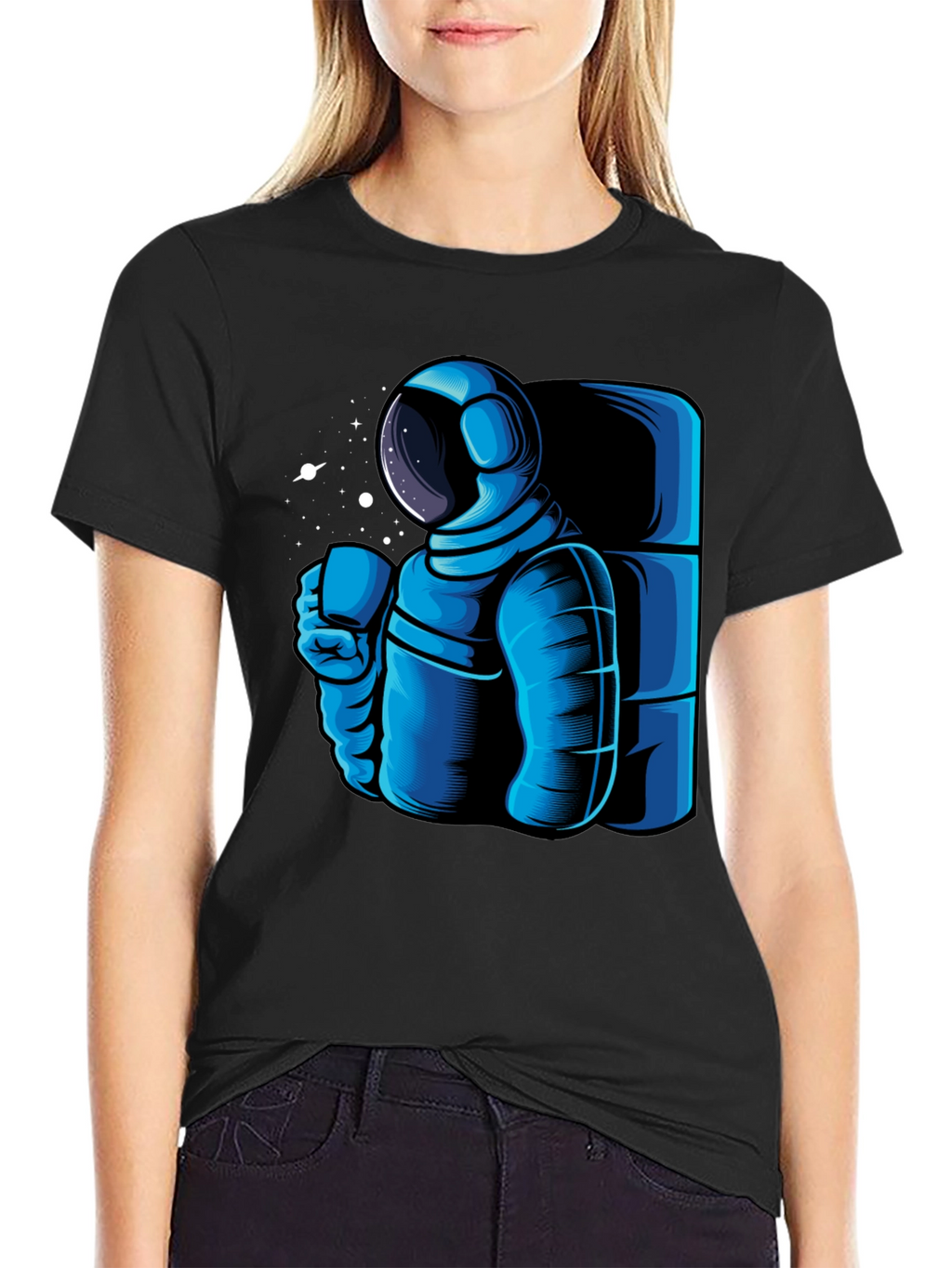 Astronaut Coffee Black T-Shirt - Space Lovers Tee