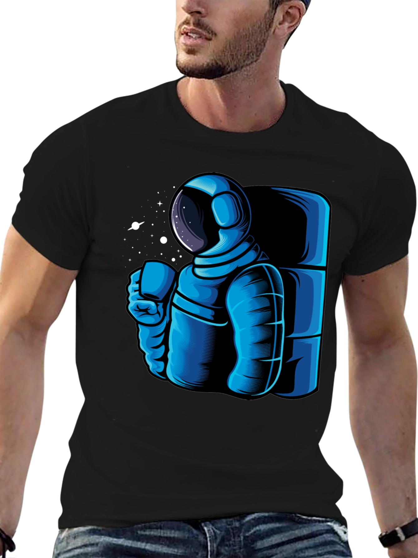 Astronaut Coffee Black T-Shirt - Space Lovers Tee