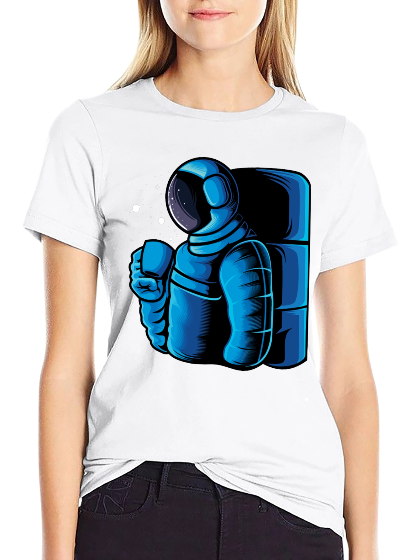 Astronaut Coffee Black T-Shirt - Space Lovers Tee