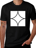 Modern Graphic Tee - Black with White Diamond Design