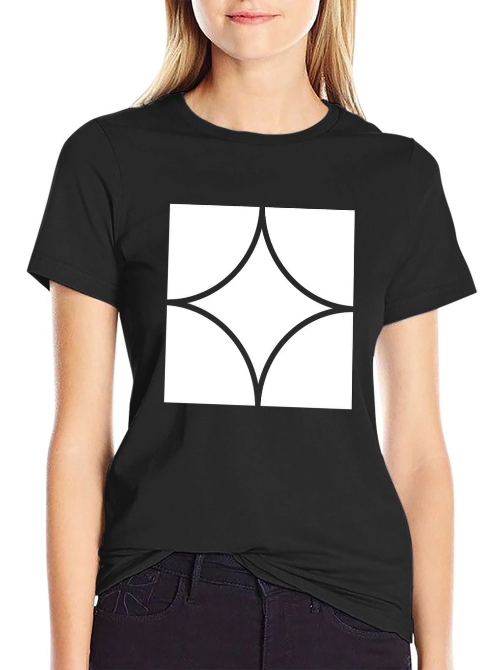 Modern Graphic Tee - Black with White Diamond Design
