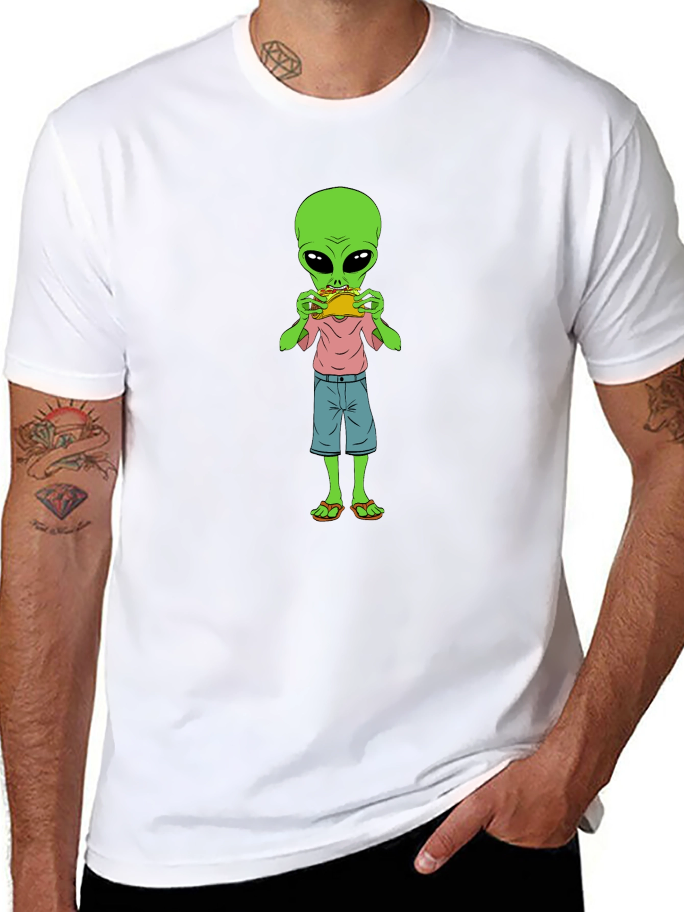 Alien Eating Taco Graphic T-Shirt