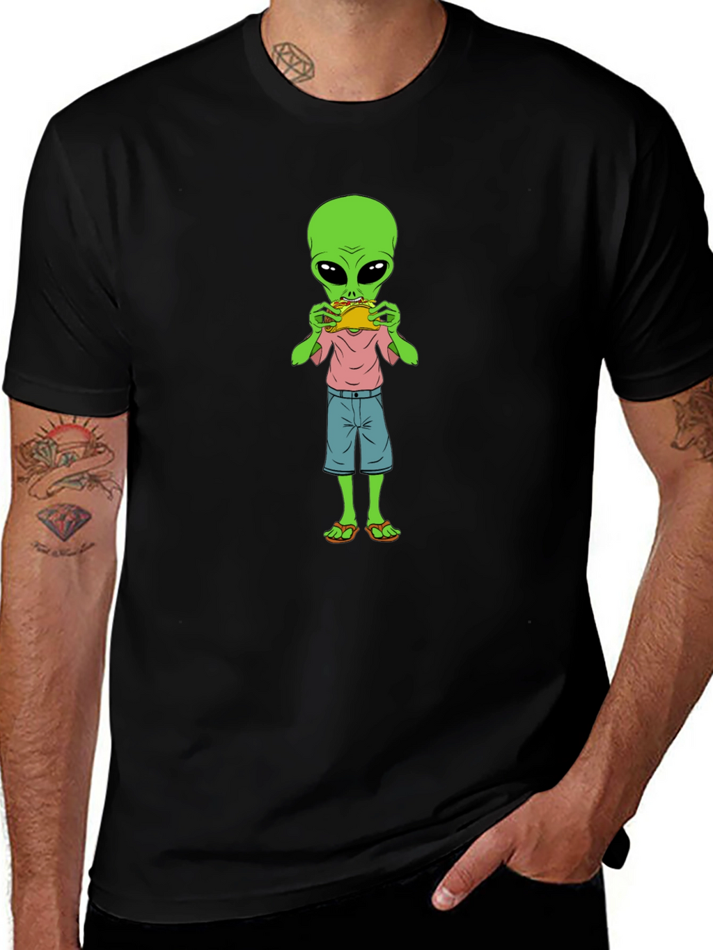 Alien Eating Taco Graphic T-Shirt