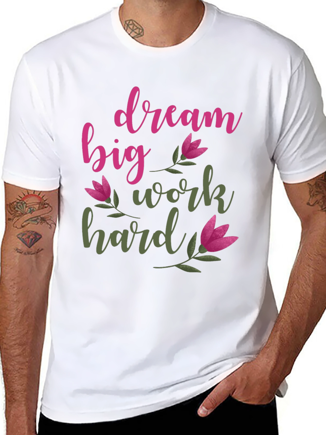 Dream Big Work Hard Graphic Tee - Inspiring Motivational Shirt