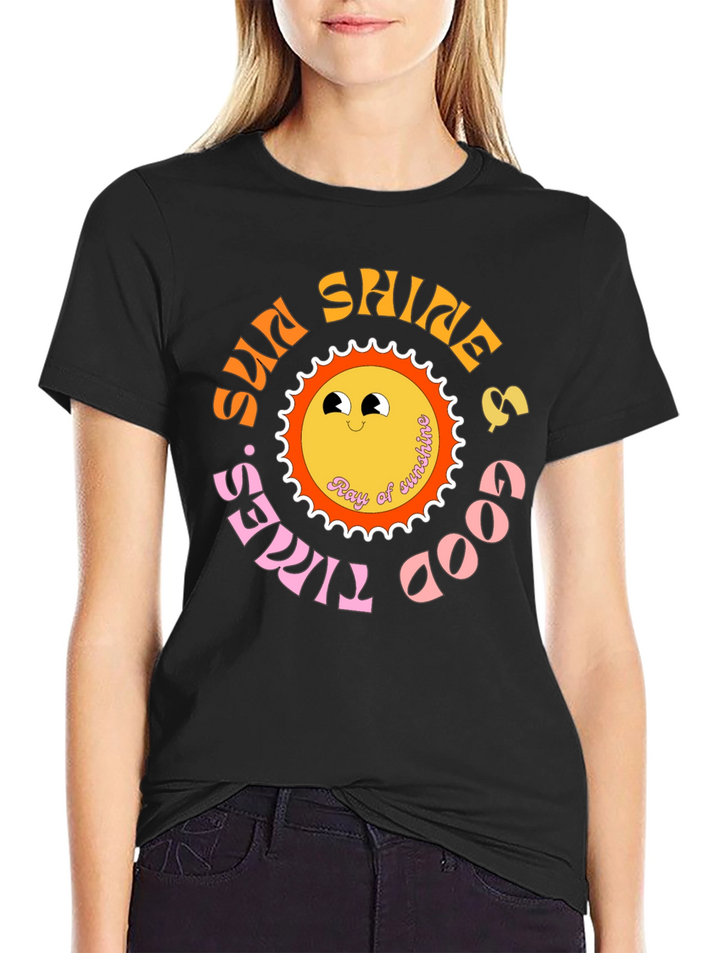 Retro Sun Shine & Good Times Black T-Shirt