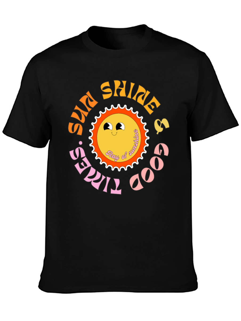 Retro Sun Shine & Good Times Black T-Shirt