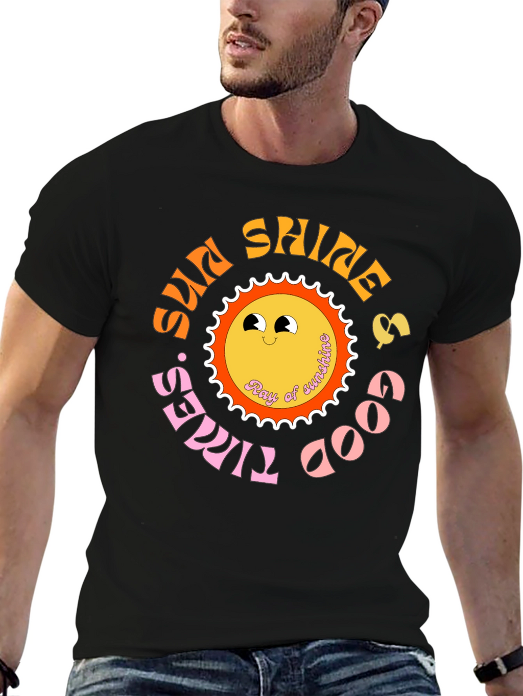 Retro Sun Shine & Good Times Black T-Shirt