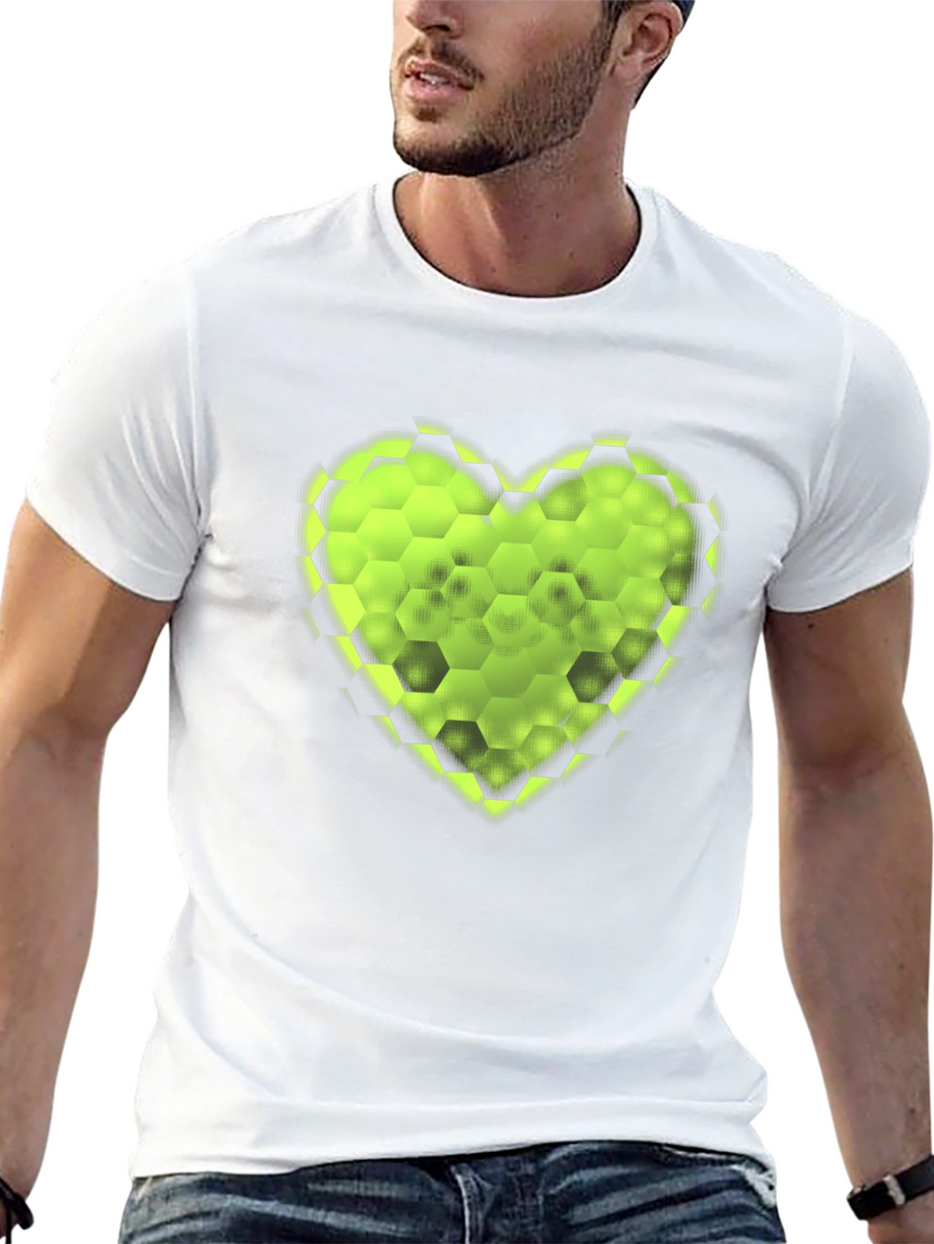 Hexagon Heart Tee - Stylish Graphic T-Shirt