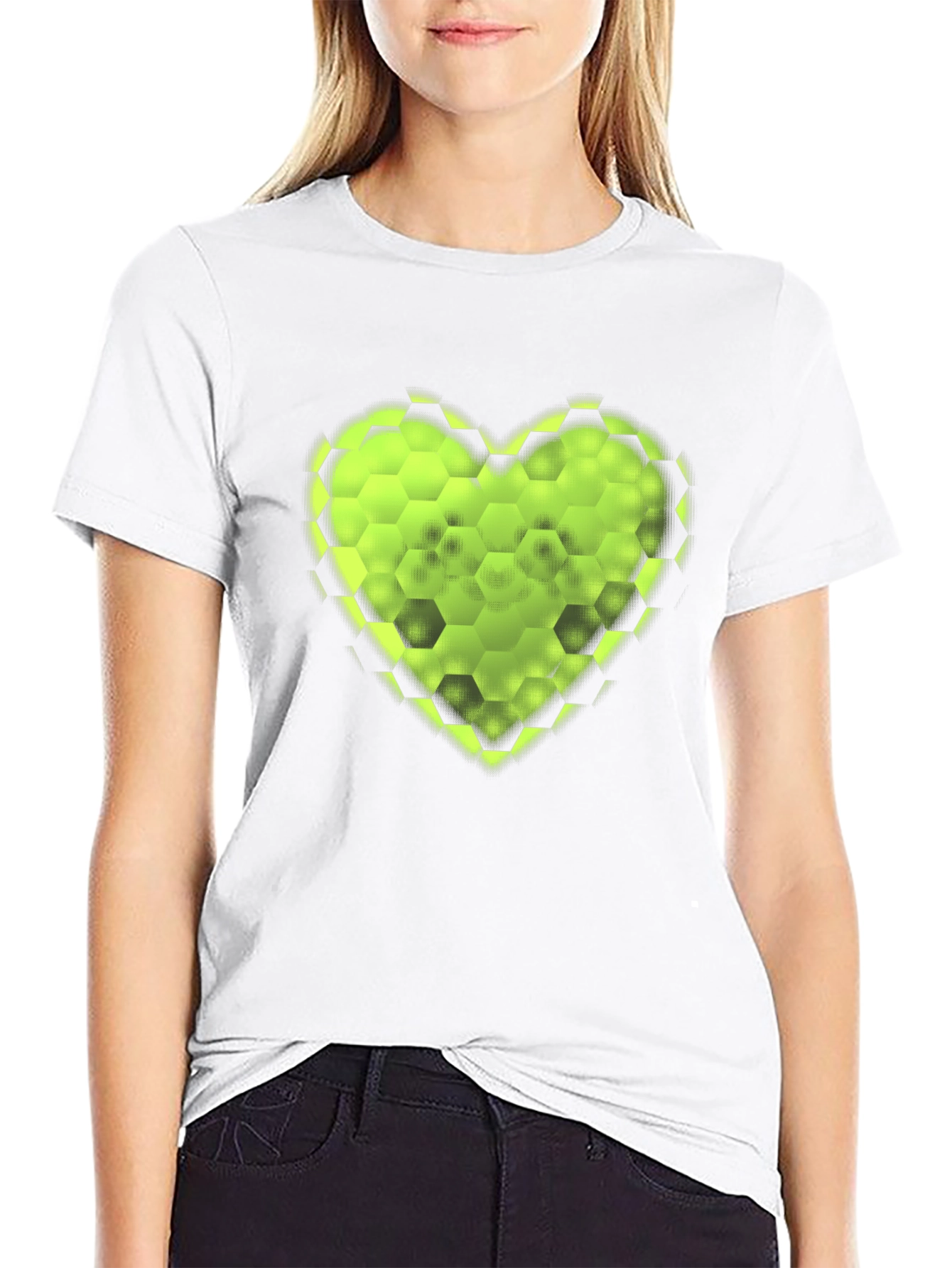 Hexagon Heart Tee - Stylish Graphic T-Shirt