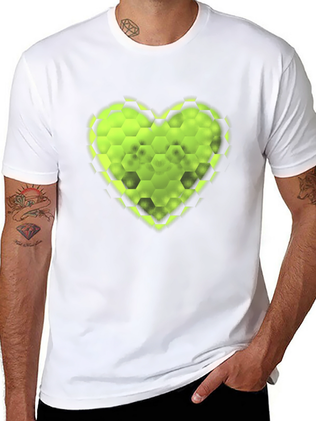 Hexagon Heart Tee - Stylish Graphic T-Shirt