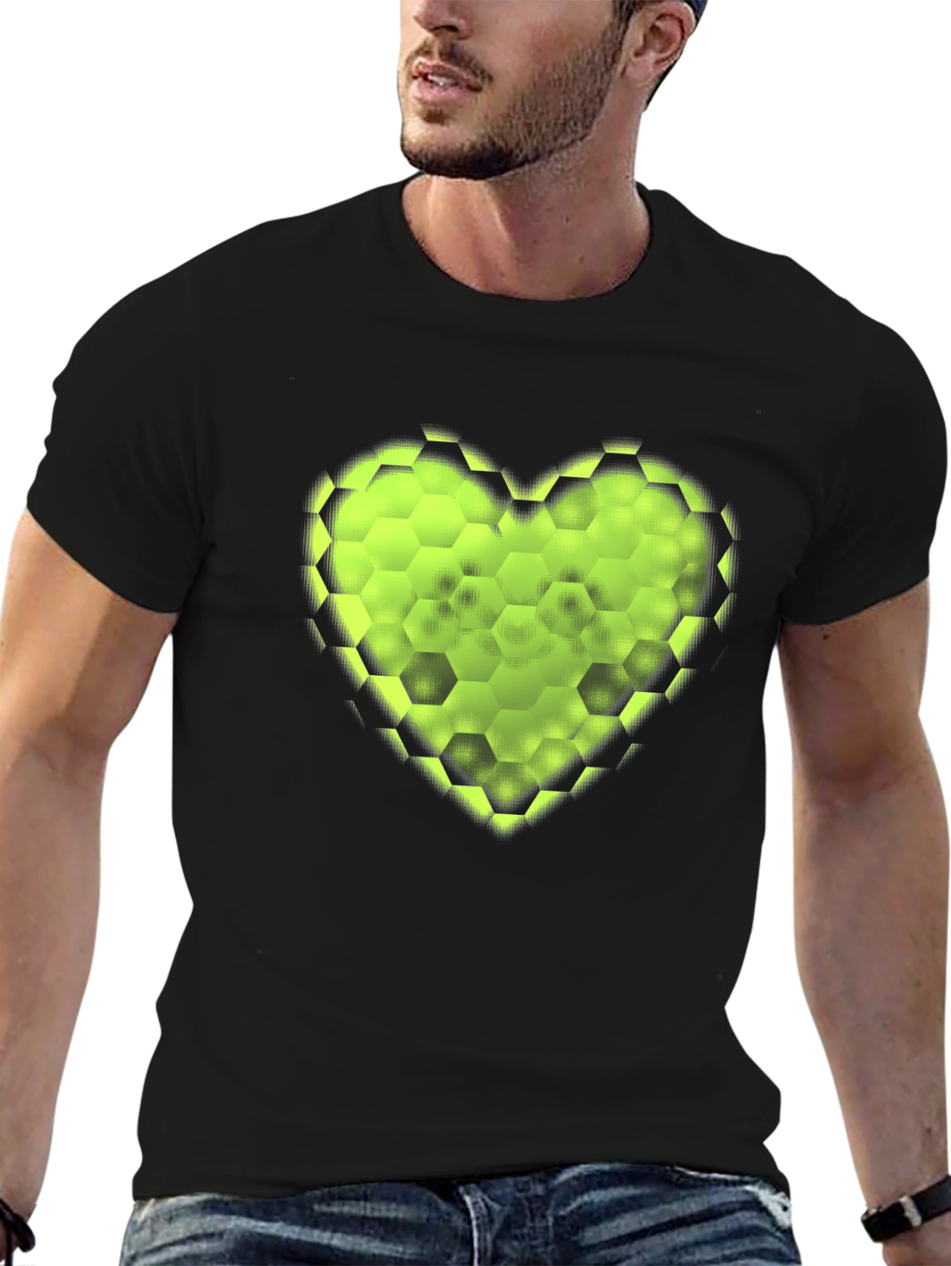 Hexagon Heart Tee - Stylish Graphic T-Shirt