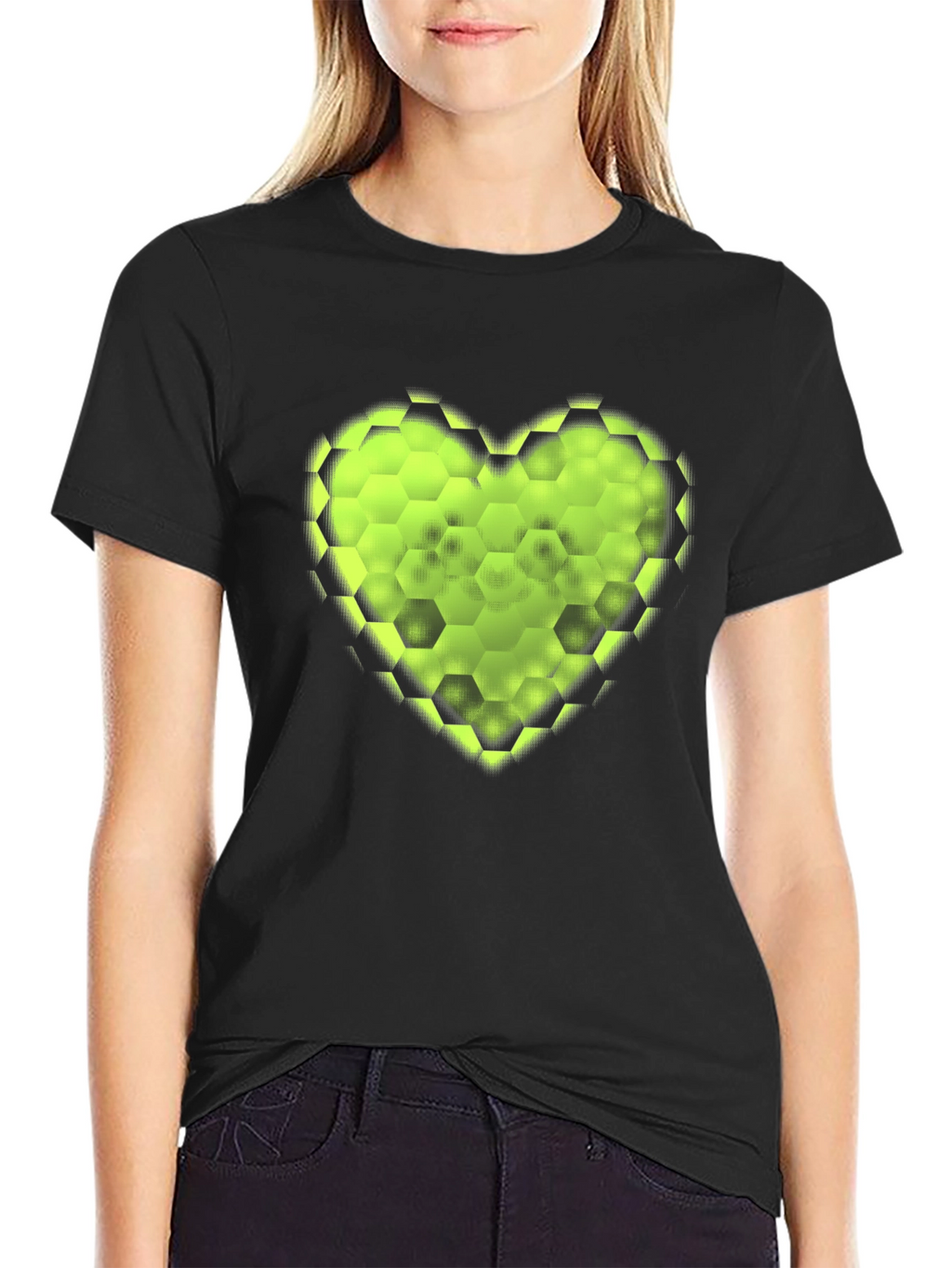 Hexagon Heart Tee - Stylish Graphic T-Shirt