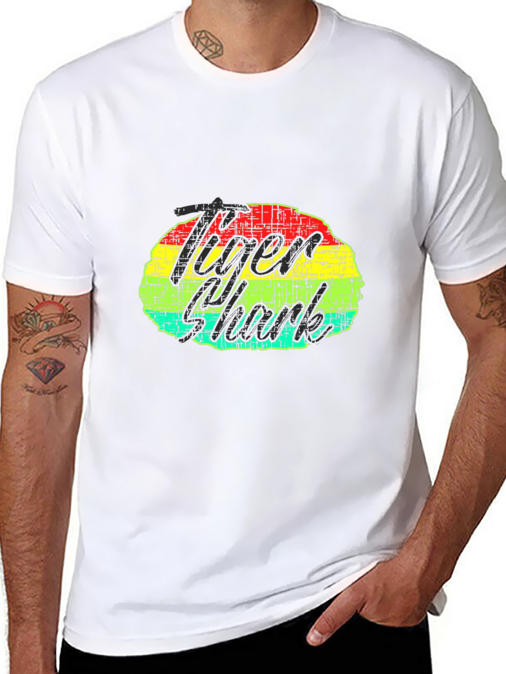 Tiger Shark Graphic Print Black T-Shirt