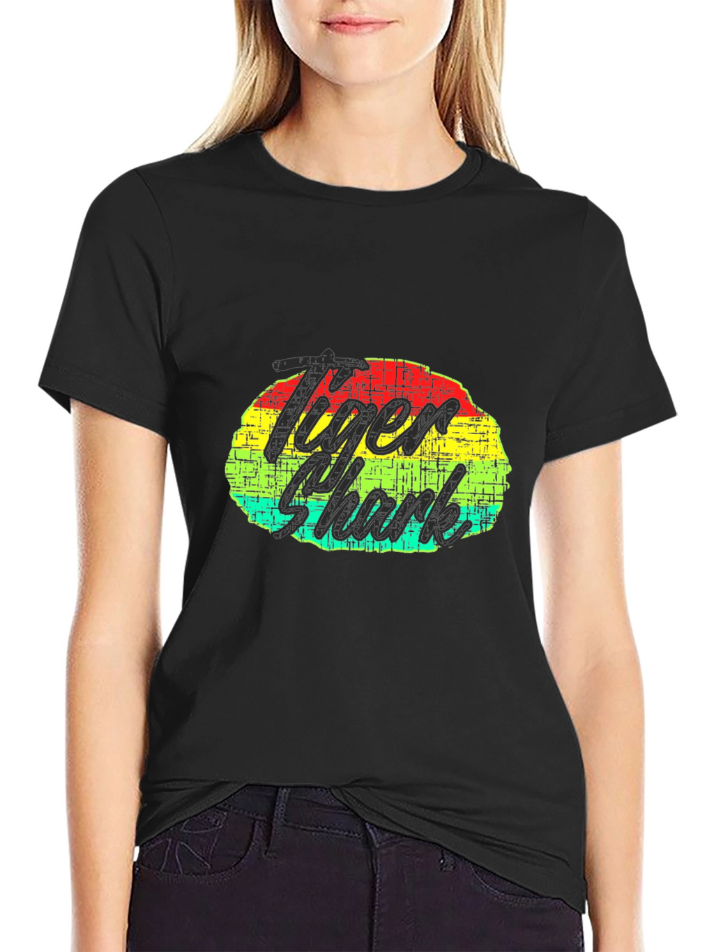 Tiger Shark Graphic Print Black T-Shirt