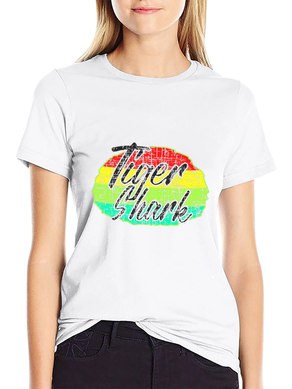 Tiger Shark Graphic Print Black T-Shirt