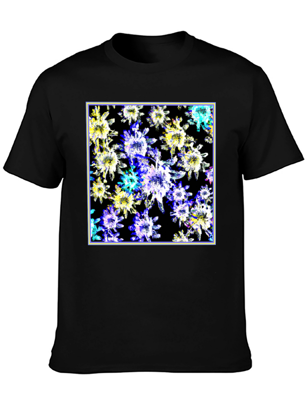 Abstract Floral Print Black T-Shirt