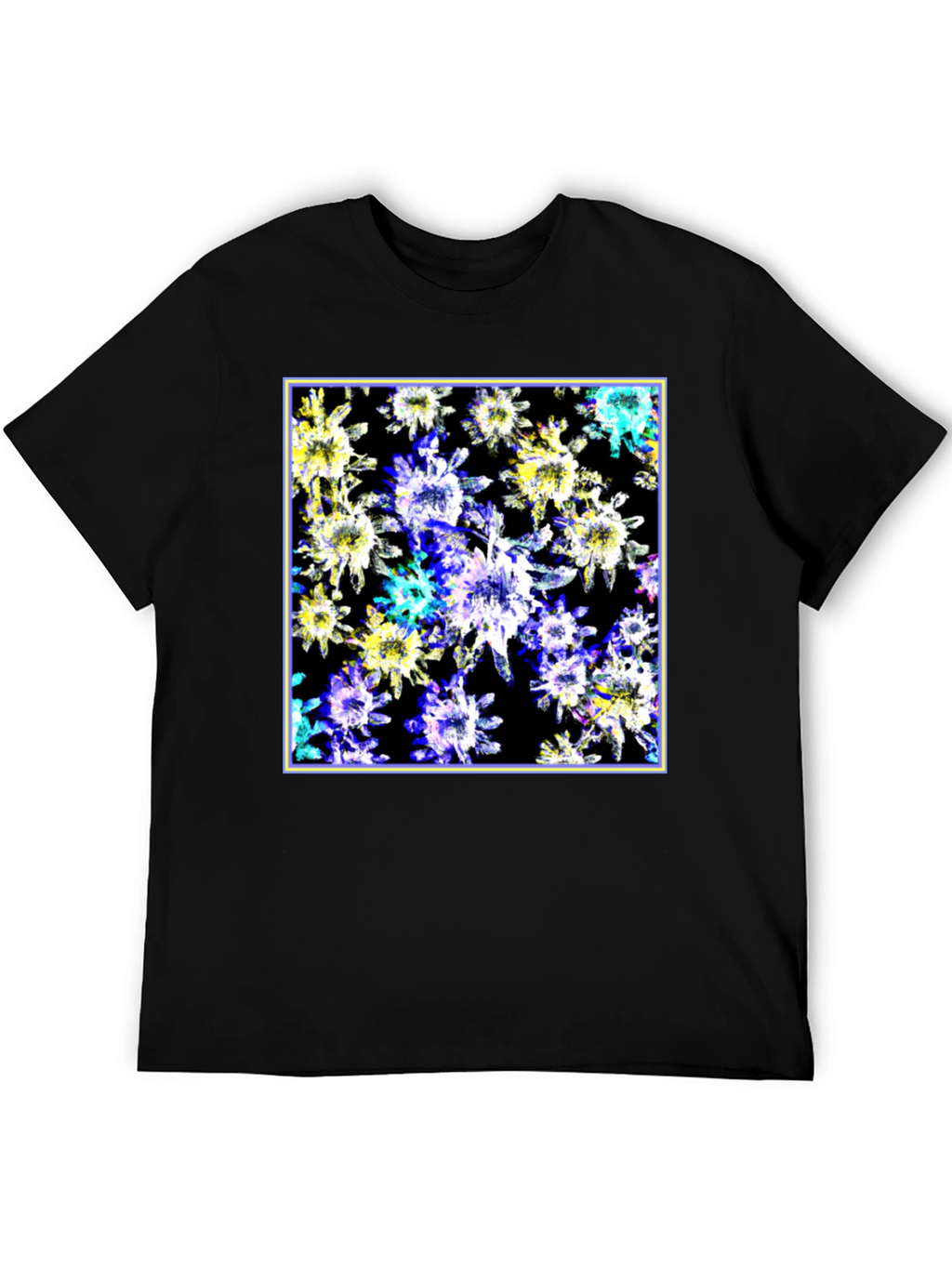 Abstract Floral Print Black T-Shirt