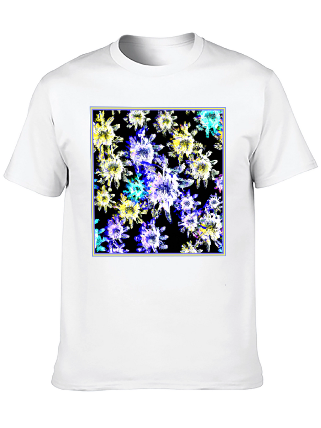 Abstract Floral Print Black T-Shirt